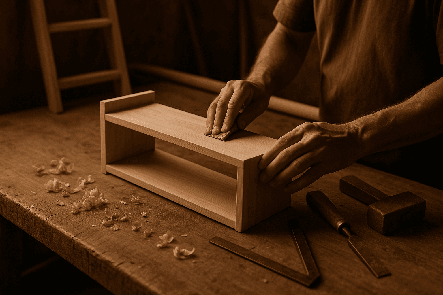 Man working on a wood project